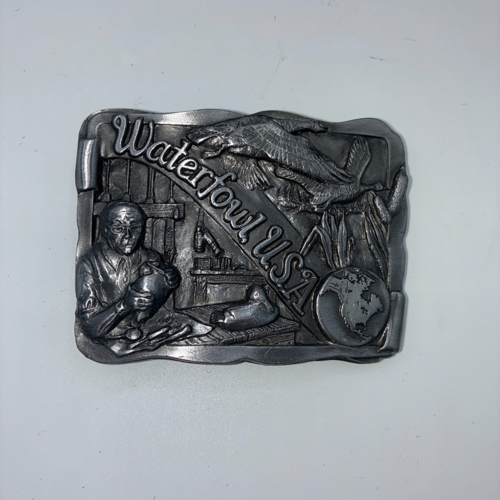 Vintage Pewter Belt Buckle Canadian Goose Waterfowl USA 1988 Limited Edition
